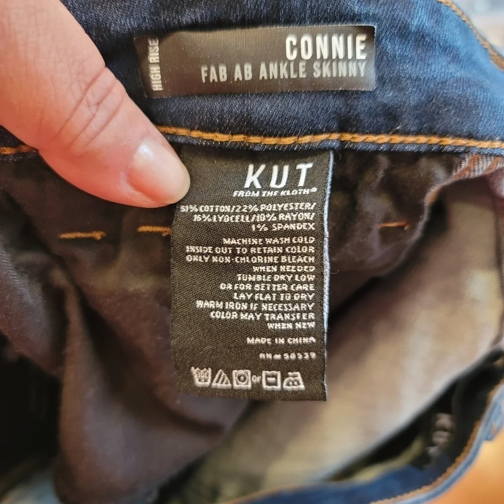 Sz 4 Kut from the Kloth Connie Fab Ab Ankle Skinny Raw Hem Indigo Wash Jeans